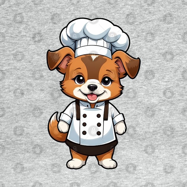 Cute Chef Dog Cartoon Illustration by Leon Star Shop